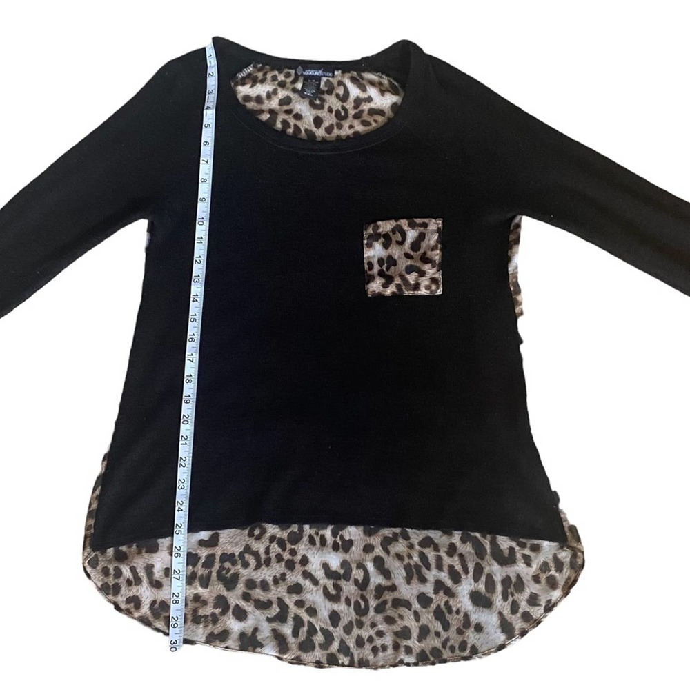 Women’s Signature Studio Size Medium Cheetah Boutique Top Sheer Back - Picture 2 of 6